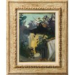 Vassyl Khmeluk (French/Russian, 1903-1986), Untitled (Garden Gate), oil on board, signed lower left,