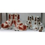 (lot of 4) Staffordshire and Staffordshire style pottery figural group, comprising (2) pairs of