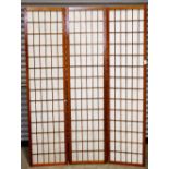 Japanese shoji screen, three-panels with wooden frame. approx 71"h x 17.5"w