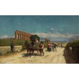 Pietro Gabrini (Italian, 1856-1926), Road to Rome, oil on canvas (laid down on board), signed