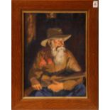Charles C. West (American, b. 1900), Old Frontiersman, oil on board, unsigned, overall (with frame):