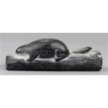 Canadian ceramic beaver figurine by Swityk, 6"l