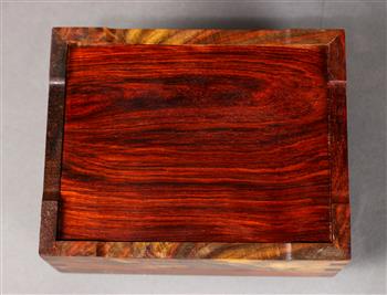 Chinese rectangular wood box, the lid inset with a hardstone plaque carved with a dragon pursuing - Image 2 of 4