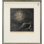 Mari Avati (French, 1921-2009), "La Bombe et la Coquillage," mezzotint, pencil signed lower right,