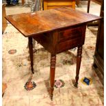 George IV mahogany pembroke table, the rectangular top flanked on either side by a drop leaf, over a