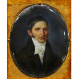 British School (19th century), Portrait of Gentleman, oil on (reverse painted) glass, unsigned,