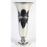 American sterling silver trumpet vase, 1900-1913, by Roger Williams Silver Co., having a splayed rim