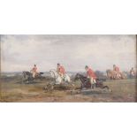 Robert Stone (British, 1820-1870), Fox Hunting Scene, oil on panel, signed lower right, panel: 5.