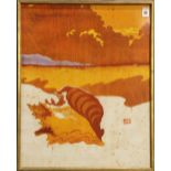 Conch Shell on the Beach, batik, signed "Jerri lower right, 20th century, overall (with frame): 32.