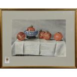 Still Life with Pomegranetes, watercolor, initialed "E. L." lower right, 20th century, overall (with