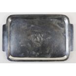 Randahl sterling silver rectangular tray, the rim outswept to form two handles, the plateau with