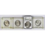 (lot of 4) Morgan Dollars, 1897, 1880, 1899(O), 1888 NGC graded MS 65