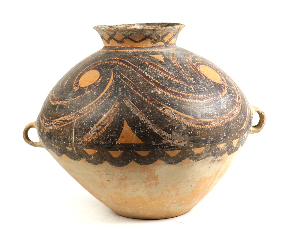 Chinese Neolithic style pottery jar, with an everted rim above the rounded shoulder decorated with - Image 2 of 3