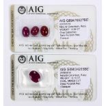 Collection of unmounted rubies Including 1) oval-cut unmounted ruby, weighing 5.13 cts., in an AIG