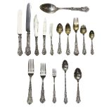 (lot of 201) Gorham sterling silver flatware service for 12 in the "Coligni" pattern, 1889-1900,