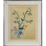 Kaiko Moti 1921-1989), La fleur Jaune, etching with aquatint, penicl signed lower right, edition