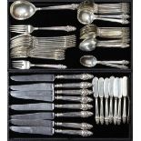 (lot of 57) Gorham sterling silver flatware service for eight in the "Sovereign" pattern, consisting