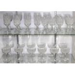 (lot of 24) Cut crystal stemware, having a diamond cut pattern and a faceted stem, consisting of (