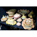 (lot of 14) Assorted McKenzie Childs ceramic table articles, comprising a teapot, a crocus pot, a