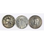 (lot of 3) WWII silver medals, Consisting of a German 1935 16-3-35, commemorating the breaking of