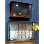 (lot of 2) Models of two sailing ships, including a fully rigged Cape Horner, each hand-painted in a