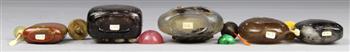 (lot of 5) Chinese stone snuff bottles: first, of rutilated quartz (hair crystal) with a flattened - Image 6 of 6