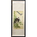 Manner of Tian Shiguang (Chinese, 1916-1999), Longevity Birds and Bamboo, ink and color on paper,