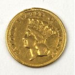 1854 $3 gold coin.