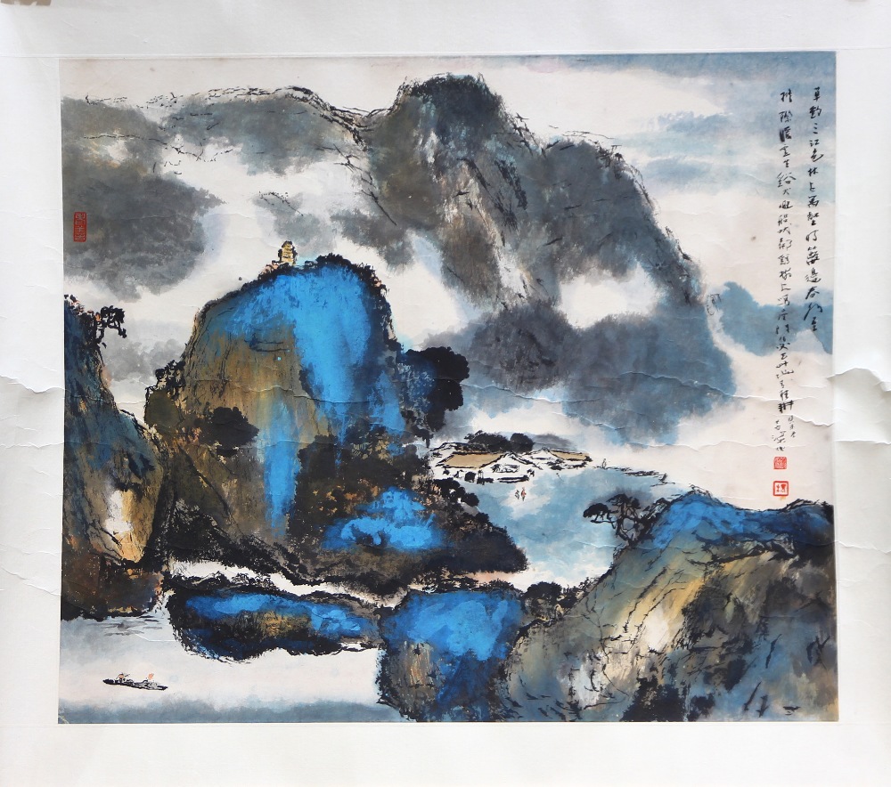 Manner of Yang Shanshen (Chinese, 1913-2004), Splashed Landscape, ink and color on paper, the