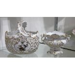 (lot of 2) Herend porcelain table articles, consisting of a "Rothschild Bird" nut basket with