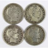 (lot of 4) Barber half dollars, 1894(S), 1898(S), 1899(S), and 1905(S)