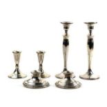 (lot of 6) American sterling silver weighted candle holder group, consisting of (3) pairs of