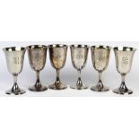 (lot of 6) S. Kirk & Son sterling silver and gilt wash goblets, each with a tapering body and rising