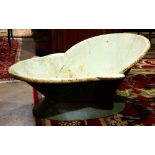 French bathing tub, 19th century, painted light blue, 20"h x 3'8''l; Provenance: Cafe Society,