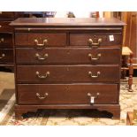 Georgian chest of drawers, the rectangular top over a (5) drawer case and rising bracket feet, 33"