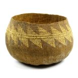Native American Hupa twined mush bowl, Trinity River, Northwest California, the two color basket