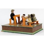 German Manivelle musical automaton circa 1890, depicting a school room scene with five porcelain