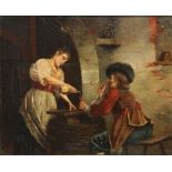 German School (19th century), Untitled (Tavern Scene with Figures), oil on panel, signed “E. Lauyot”