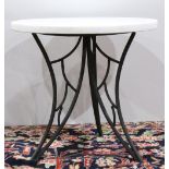 Italian occasional table, circa 1960, having a circular marble top, above the patinated metal