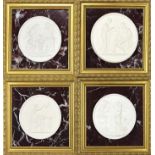 (lot of 4) Neoclassical style framed roundels, after Thorvaldsen, each circular roundel mounted