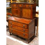 Federal inlaid mahogany ladies writing desk, circa 1880, the superstructure having a molded top