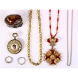 (Lot of 6) Amber and silver box and jewelry Including 1) amber cabochon, silver hinged box,