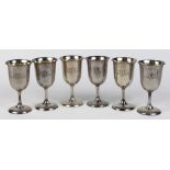 (lot of 6) American Reed & Barton sterling silver and gilt wash stemware group, each with a scripted
