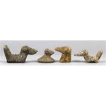 (lot of 4) Ohio Birdstone or axlaxl weights, each carved in slate and granite, likely used as a