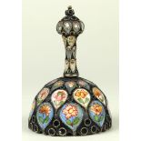 Russian enamel and sterling silver butler's bell circa 1880, having enamel floral decoration inset