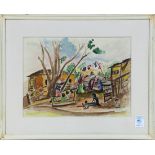 Rural Scene with Figures, 1949, watercolor, signed "Scoville" and dated lower right, overall (with