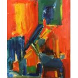 American School (20th century), Untitled (Abstract in Colors), oil on canvas, bears signature "
