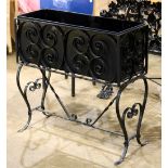 Wrought iron patio jardiniere, 31"h x 32"w x 12"d