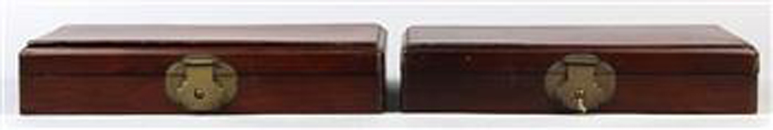 (lot of 2) Chinese hardwood document/seal boxes, each of rectangular form with a hinged lid covering