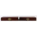 (lot of 2) Chinese hardwood document/seal boxes, each of rectangular form with a hinged lid covering